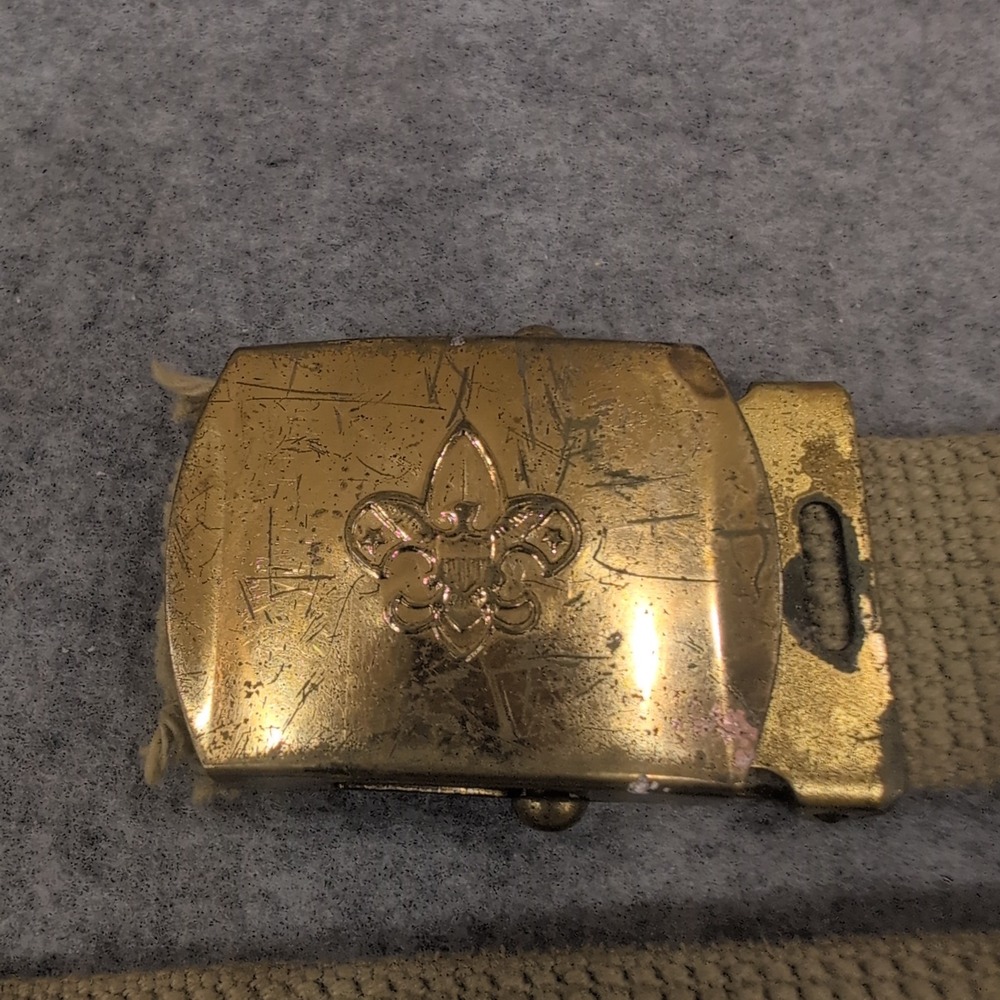 Vintage Boy Scouts of America Belt Buckle Web Belt Metal Brass Emblem 32 in - Picture 2 of 3